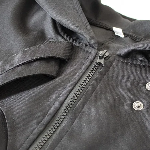 Vista 5 de Homisy Disfraces de Halloween para hombres, chaqueta gótica retro de vapor punk, capa de manga larga con capucha y botón de metal, gabardina larga