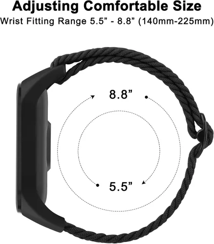 Vista 4 de Meliya Bandas de nailon para Amazfit Band 5 correas de repuesto para mujeres y hombres, paquete de 2 correas deportivas de nailon suave compatibles