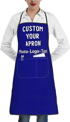 Vista 35 de Delantales personalizados para adultos, delantal personalizado con logotipo de foto, delantal impermeable con 2 bolsillos