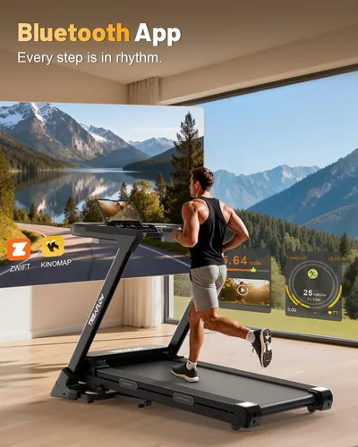 Vista 12 de TREAFLOW Cinta de correr con 0-25% de inclinación automática, 3.5 HP plegable para correr en casa, velocidad máxima de 10.0 MPH, capacidad
