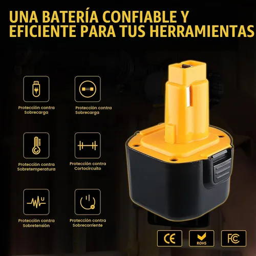 Vista 4 de VANTTECH Batería de repuesto Ni-MH de 9.6 V 4.8 Ah para Dewalt DW9062 DW9061 DE9036 DE9061 DE9062 DW926 DW955K DW902 DW050 herramientas eléctricas