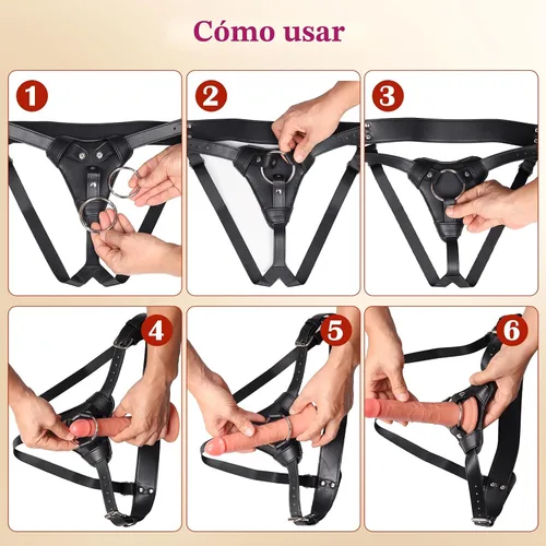 Vista 6 de Arnés con consolador para ataduras, juguetes sexuales para adultos para mujeres y hombres, consolador para pegging, cinturón ajustable de nylon