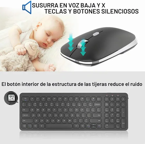 Vista 3 de Cimetech - Juego de teclado y mouse inalámbricos compactos de tamaño completo, teclas de menos ruido, 2.4 G, diseño ultradelgado y elegante