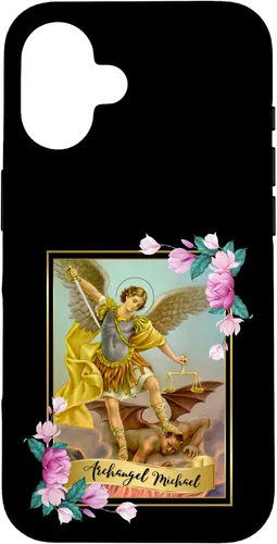 Vista 32 de Funda protectora para iPhone 17, diseño de ángel de la iglesia católica de San Miguel Arcángel