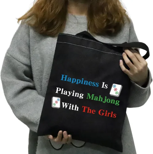 Vista 5 de JXGZSO La felicidad del bolso de compras de Mahjong está jugando al bolso del juego de mesa de Mahjong para el jugador afortunado de Mahjong