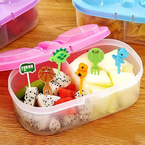 Vista 3 de OOTSR 30 púas de comida para niños, mini palillo de dientes de dinosaurio, reutilizables, para cupcakes, postres, para fiestas, cocina, caja