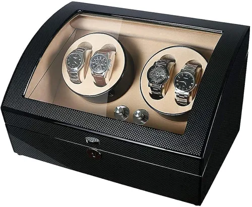Vista 8 de TEEMING Caja de almacenamiento automática para 10 relojes automáticos 4 bobinas de reloj 6 ranuras 4 modos de reloj giratorios motor silencioso