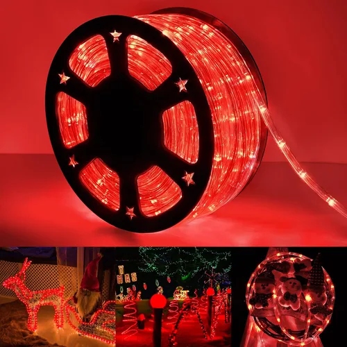 Vista 10 de Serie de luces LED de 50 pies con 360 luces LED, tubo flexible conectable con 8 modos, iluminación LED a prueba de agua para interiores