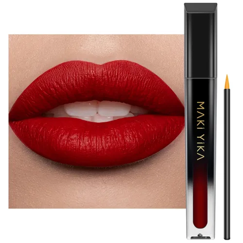 Vista 17 de MAKI YIKA Juego de 3 lápices labiales líquidos mate, color negro y rojo Negro/Rojo Oscuro/Desnudo