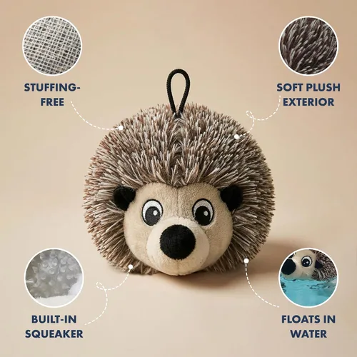 Vista 2 de PetLou D.O.G'Z - Juguete de peluche para perro, erizo chirriante EZ de 4 pulgadas, juguete duradero para perros