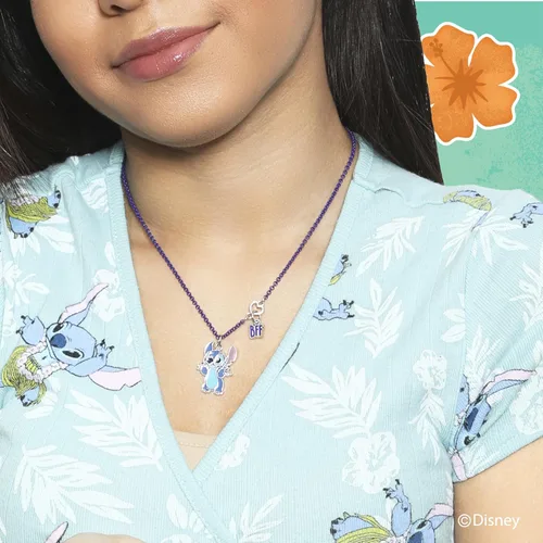 Vista 2 de Disney Lilo & Stitch - Juego de 2 collares de mejores amigas con dije de BFF y Stitch, con licencia