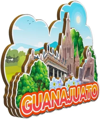 Vista 2 de Guanajuato - Imán de México para nevera, de madera, 3D, monumentos, coleccionables, recuerdos, decoración hecha a mano -2309