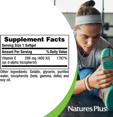 Vista 5 de NaturesPlus Vitamina E de 400 UI de tocoferol mixto - 60 cápsulas blandas - Apoya la salud inmunológica y la protección antioxidante - Sin gluten