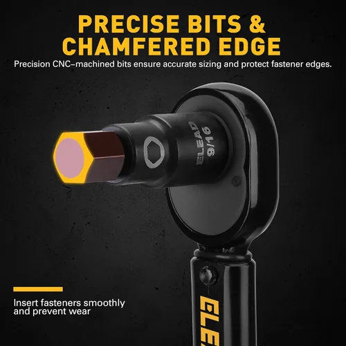 Vista 4 de Juego de 16 piezas de enchufe de impacto de broca hexagonal SAE - Juego de enchufe Allen de acero S2 premium de 5/64"-9/16" con adaptadores de Sae