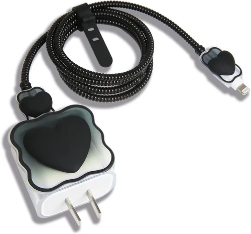 Vista 27 de Compatible con iPhone de 18 W/20 W, funda de cargador USB-C, bonito protector de cargador suave transparente con ondas de corazón 3D, bonito