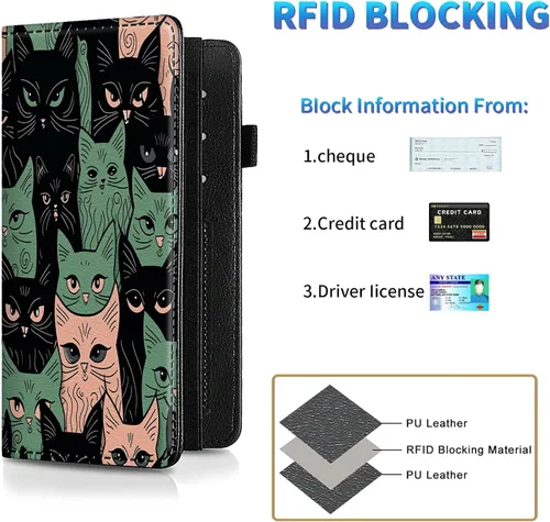 Vista 70 de Funda para chequera para hombres y mujeres, cartera de cuero RFID con ranuras para tarjetas de crédito, soporte de cheques duplicados personales