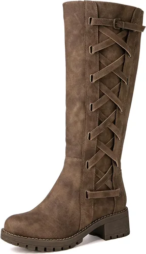 Vista 8 de GLOBALWIN Botas de moda con cordones en la espalda para mujer, altura hasta la rodilla, para otoño e invierno 22yy08 Negro