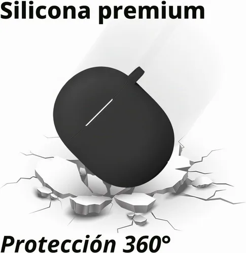 Vista 3 de Geiomoo Funda de silicona compatible con Google Pixel Buds Serie A, Google Pixel Buds 2, funda protectora con mosquetón (negro)