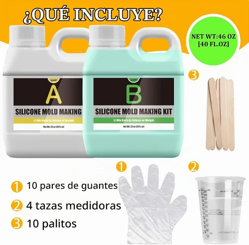 Vista 2 de Kit de fabricación de moldes de silicona de 46 onzas, goma de silicona súper elástica 15A para hacer moldes de bricolaje, kit de moldes de silicona