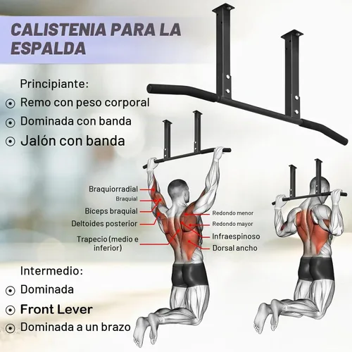 Vista 5 de ATENTO Pull Up Bar, Chin Up Bars Ceiling Mount, Workout for Home Gym, Beam, Crossfit - Heavy-Duty, Foam Grip, Easy installation