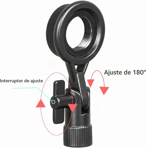 Vista 3 de Germerse Soporte para Micrófono, Adaptador de Soporte para Micrófono Portátil Anti Vibración, Plástico Negro, Rosca de 22mm/0.9in para Micrófonos