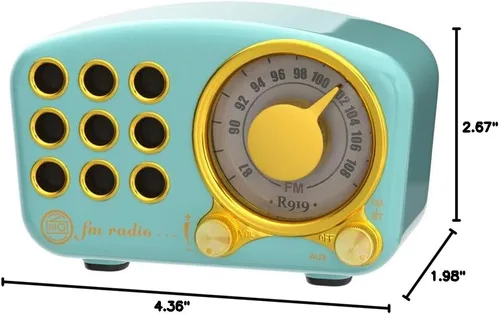 Vista 8 de Altavoz Bluetooth retro, radio FM Radio-Greadio vintage con estilo clásico antiguo, fuerte mejora de graves, volumen fuerte, conexión inalámbrica