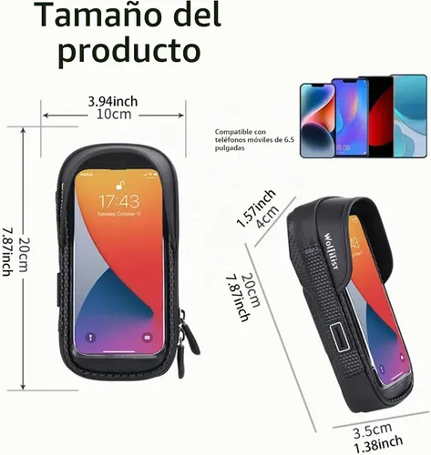Vista 2 de WOLFILIST Soporte para teléfono de bicicleta EVA impermeable para marco frontal de bicicleta, bolsa de tubo superior para bicicleta, soporte