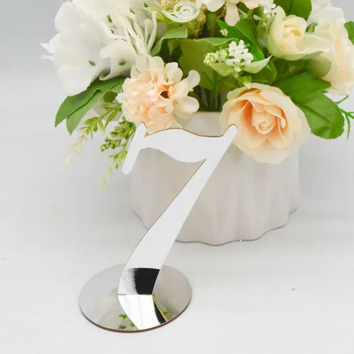 Vista 3 de NUOBESTY 10 piezas de acrílico para números de mesa, elegantes tarjetas de números de asiento de boda, reutilizables, decoración de mesa