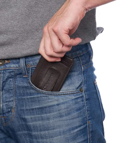 Vista 5 de Alpine Swiss Cartera de cuero con clip de dinero RFID Dermot para hombre viene en una caja de regalo