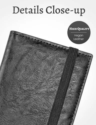 Vista 6 de Yarnic Funda para chequera personal, soporte para chequera con soporte para bolígrafo y divisor de plástico transparente integrado para cheques