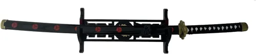 Vista 4 de Katana - Soporte de pared para espada de terciopelo de 1 nivel, patrones de peces dorados, soporte acolchado de espada samurái, soporte de espada
