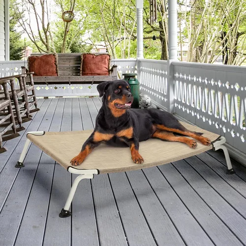 Vista 9 de Veehoo Cama elevada para perros para exteriores, camas elevadas impermeables y refrescantes para perros, camas cots XL, hamaca curvada