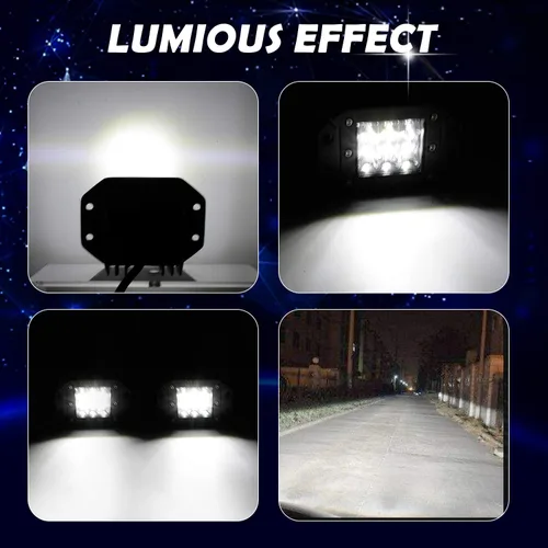 Vista 3 de EBESTauto - Manivelas LED de montaje empotrado, luz de trabajo LED de barra de luz de parachoques luces de conducción fuera de carretera LED lámpara