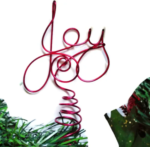 Vista 6 de Mini decoración de árbol de palabras de alambre Joy para árboles pequeños