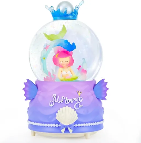 Vista 7 de Globo de nieve BREIS, globos de nieve de sirena de 100 mm automáticos con copos de nieve, cajas de música, luces LED, decoración del hogar, regalos