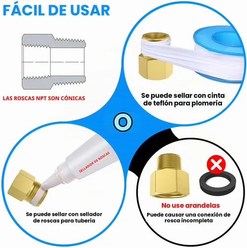 Vista 5 de SDTC Tech Juego de 2 adaptadores de tubería de latón 1/2 NPT rosca macho a 1/2 NPT rosca hembra reductor, conectores de extensión de tubería de latón