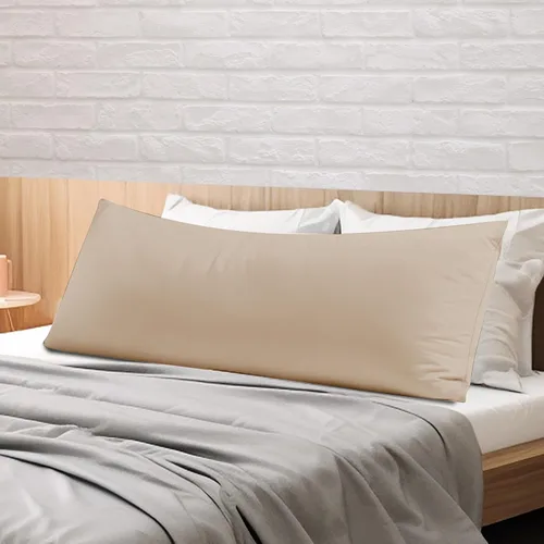 Vista 29 de Juego de 2 protectores de almohada 100% algodón egipcio, 600 hilos tamaño estándar con cremallera, fundas refrescantes de tejido satinado, Beige