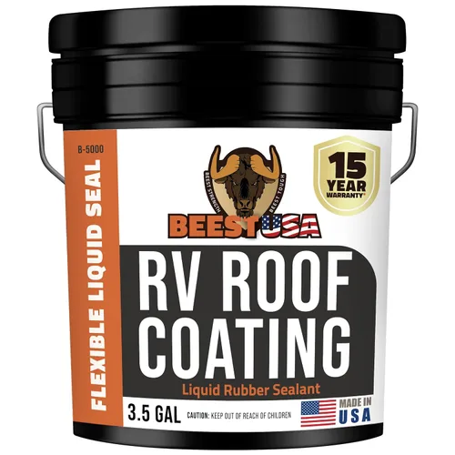 Vista 14 de BEEST Revestimiento para techo de casa rodante blanco, 1 galón, cubre hasta 50 pies cuadrados (2 capas), sellador solar y resistente al agua
