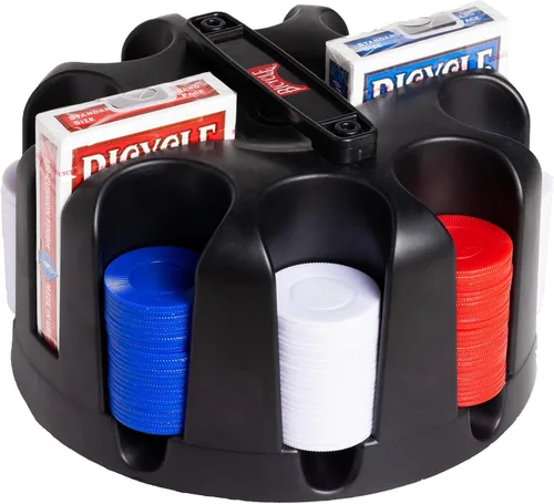 Vista 3 de Bicycle Carousel Poker Texas Hold Em Set, 200 fichas de póquer de 0.07 oz y 2 barajas de cartas Bicycle de Texas, perfecto para Texas Hold Em