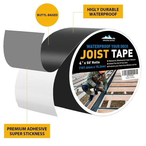 Vista 2 de Cinta para Viguetas - Cinta de Cubierta de Viguetas de Alta Resistencia, 1 Rollo de 4" x 50' de Cinta de Cubierta Impermeable y Resistente a