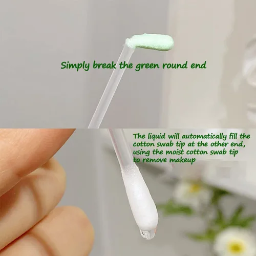 Vista 4 de 50 hisopos de algodón para desmaquillar – hisopos de algodón desechables rellenos de vitamina E para ojos/labios/cejas/pestañas, correctores