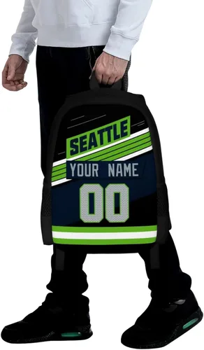 Vista 7 de KREDE Mochila Seattle - Bolsas personalizadas para hombres y mujeres, Negro 01