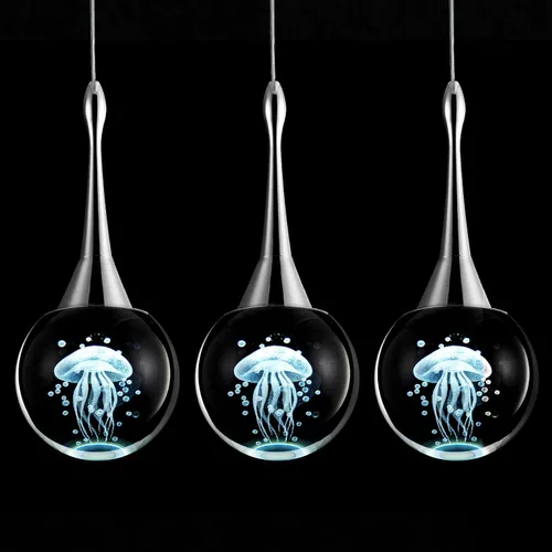 Vista 15 de CHYING Lámpara colgante dorada de cristal LED Iluminación colgante de medusa lágrima luces colgantes mini luces colgantes para isla de cocina, baño