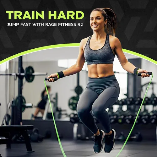 Vista 3 de Rage Fitness R2 Speed Jump Rope - Cuerda de velocidad de PVC ajustable con asas de rodamiento suaves para principiantes a entrenamientos avanzados