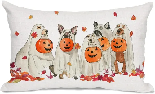 Vista 13 de Funda de almohada de Halloween de 12 x 20 pulgadas con temática otoñal de Just a Spooky Goose en disfraces de Halloween, lindas almohadas