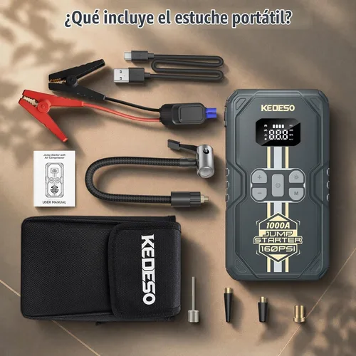 Vista 9 de Car Jump Starter with Air Compressor 160PSI,Portable Battery Jumper Starter Gray