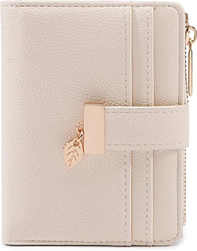 Vista 23 de Billetera pequeña para mujer, plegable, de piel suave, tarjetero con ventana de identificación, con cremallera, bolsillo para monedas, carteras