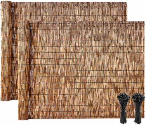 Vista 13 de VEVOR Rollo de Valla de Caña, 5.5x16.4 Pies de Cortina de Caña Natural, Panel de Privacidad de Bambú, Bloqueador de Sol, Valla Decorativa
