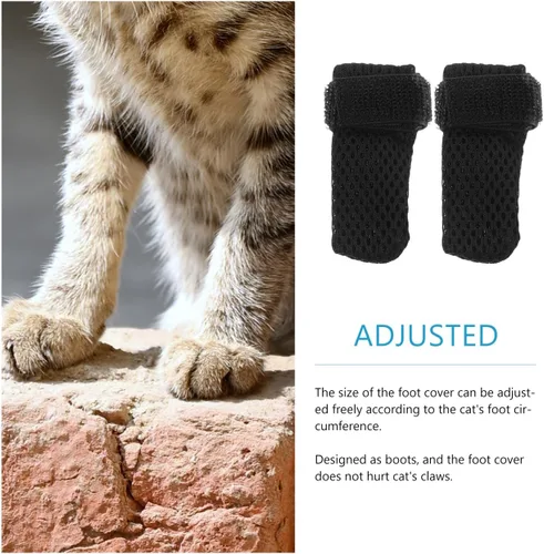 Vista 6 de Ipetboom Tapas de garra de gato, paquete de 4 fundas ajustables para pies de gato, protectores de patas, zapatos para alimentación, medicamentos
