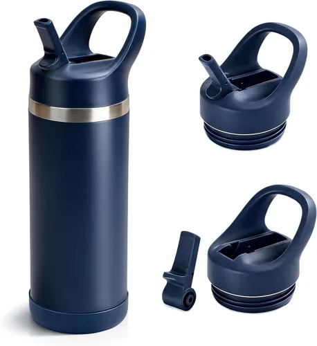 Vista 18 de Hydraful Botella de agua para niños de 12 onzas con tapa de pajilla, botella de acero inoxidable aislada al vacío, botella de agua deportiva sin BPA